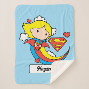 Chibi Supergirl Flying Rainbow Sherpa Deken
