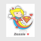 Chibi Supergirl Flying Rainbow Sticker (Vel)