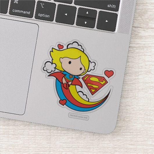 Chibi Supergirl Flying Rainbow Sticker (Detail)