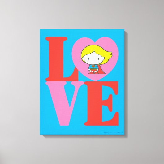 Chibi Supergirl LOVE Canvas Afdruk (Voorkant)