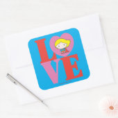 Chibi Supergirl LOVE Vierkante Sticker (Envelop)