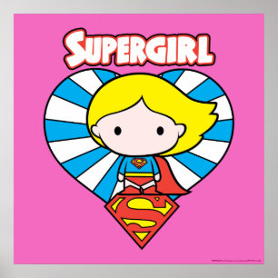 Chibi Supergirl Starburst Hart en Logo Poster