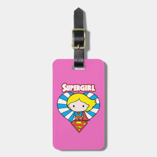 Chibi Supergirl Starburst Heart en Logo Bagagelabel