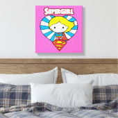 Chibi Supergirl Starburst Heart en Logo Canvas Afdruk (Insitu (Slaapkamer))