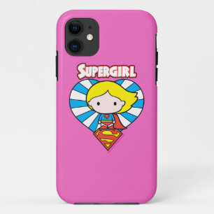 Chibi Supergirl Starburst Heart en Logo iPhone 11 Hoesje
