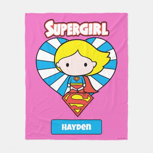 Chibi Supergirl Starburst Heart en Logo Fleece Deken (Voorkant)