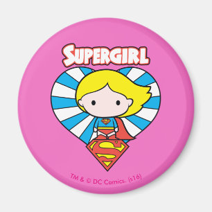Chibi Supergirl Starburst Heart en Logo Magneet
