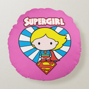 Chibi Supergirl Starburst Heart en Logo Rond Kussen