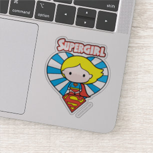 Chibi Supergirl Starburst Heart en Logo Sticker