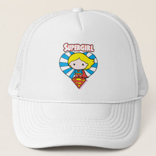 Chibi Supergirl Starburst Heart en Logo Trucker Pet