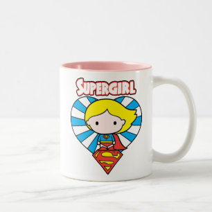 Chibi Supergirl Starburst Heart en Logo Tweekleurige Koffiemok