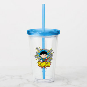 Chibi Superman die door de Brick-muur smashing Acryl Drinkbeker