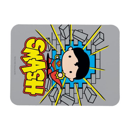 Chibi Superman die door de Brick-muur smashing Magneet (Horizontaal)
