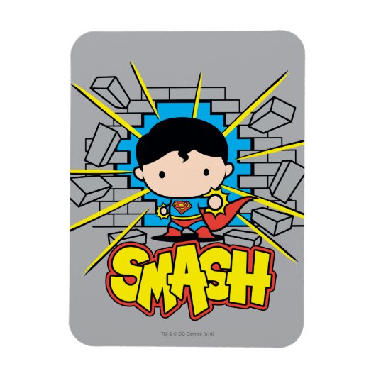 Chibi Superman die door de Brick-muur smashing Magneet (Verticaal)