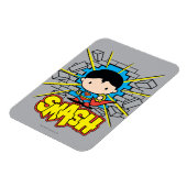 Chibi Superman die door de Brick-muur smashing Magneet (Linkerzijde)