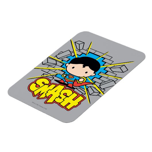 Chibi Superman die door de Brick-muur smashing Magneet (Linkerzijde)