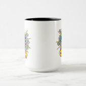 Chibi Superman die door de Brick-muur smashing Mok (Midden)