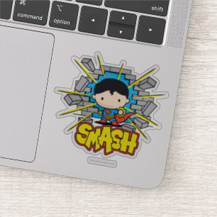 Chibi Superman die door de Brick-muur smashing Sticker