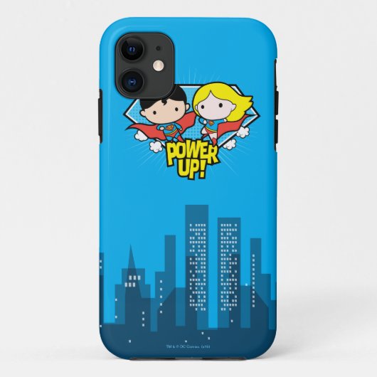 Chibi Superman en Chibi Supergirl Power Up! Case-Mate iPhone Case (Achterkant)