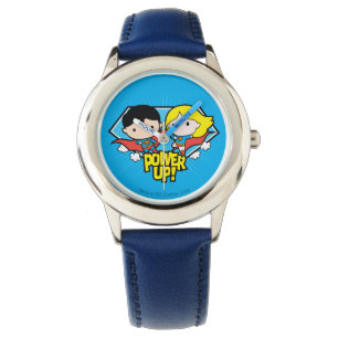 Chibi Superman en Chibi Supergirl Power Up! Horloge