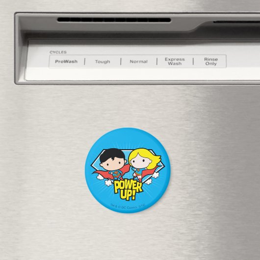 Chibi Superman en Chibi Supergirl Power Up! Magneet (Insitu (Vaatwasser))