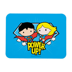 Chibi Superman en Chibi Supergirl Power Up! Magneet