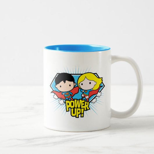 Chibi Superman en Chibi Supergirl Power Up! Tweekleurige Koffiemok (Rechts)