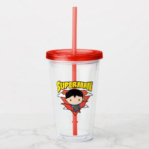 Chibi Superman Polka Dot Shield and Name Acryl Drinkbeker