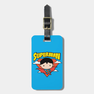 Chibi Superman Polka Dot Shield and Name Bagagelabel