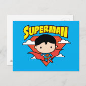 Chibi Superman Polka Dot Shield and Name Briefkaart (Voorkant / Achterkant)