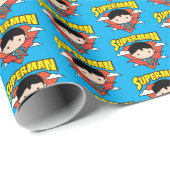Chibi Superman Polka Dot Shield and Name Cadeaupapier (Rol Hoek)
