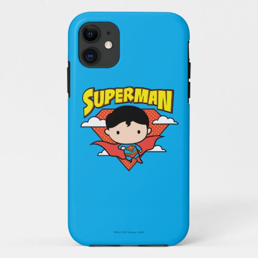 Chibi Superman Polka Dot Shield and Name Case-Mate iPhone Case (Achterkant)