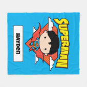 Chibi Superman Polka Dot Shield and Name Fleece Deken (Voorkant (Horizontaal))