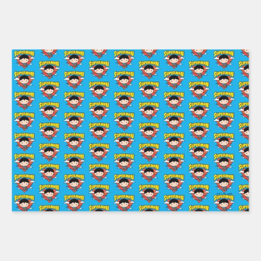 Chibi Superman Polka Dot Shield and Name Inpakpapier Vel (Voorkant)