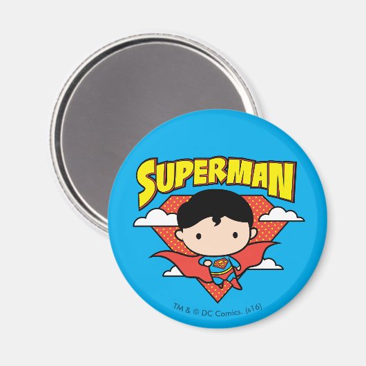 Chibi Superman Polka Dot Shield and Name Magneet (Voorkant / Achterkant)