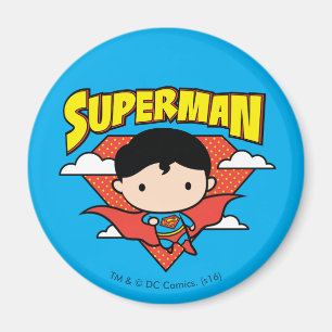 Chibi Superman Polka Dot Shield and Name Magneet