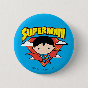 Chibi Superman Polka Dot Shield and Name Ronde Button 5,7 Cm