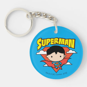 Chibi Superman Polka Dot Shield and Name Sleutelhanger