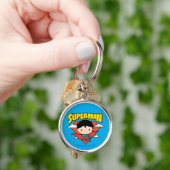 Chibi Superman Polka Dot Shield and Name Sleutelhanger (Hand)
