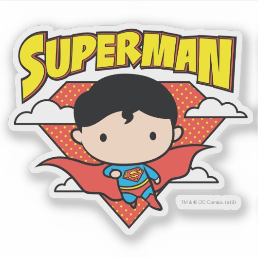 Chibi Superman Polka Dot Shield and Name Sticker (Voorkant)