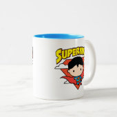 Chibi Superman Polka Dot Shield and Name Tweekleurige Koffiemok (Voorkant rechts)