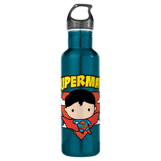 Chibi Superman Polka Dot Shield and Name Waterfles (Voorkant)