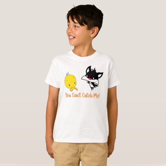 Chibi SYLVESTER™ achter TWEETY™ T-shirt (Voorkant volledig)