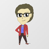 chibi-toets raamsticker (Vel)