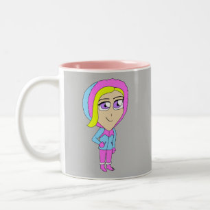 chibi tweekleurige koffiemok