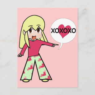 Chibi Valentijn Hartjes Feestdagenkaart