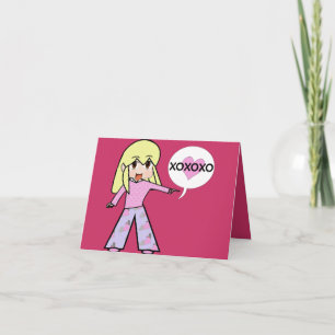 Chibi Valentijn Hearts Feestdagen Kaart