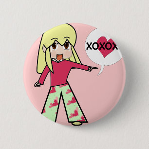 Chibi Valentijn Hearts Ronde Button 5,7 Cm