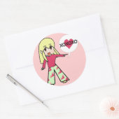 Chibi Valentijn Hearts Ronde Sticker (Envelop)