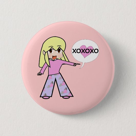 Chibi Valentijn Ronde Button 5,7 Cm (Voorkant)